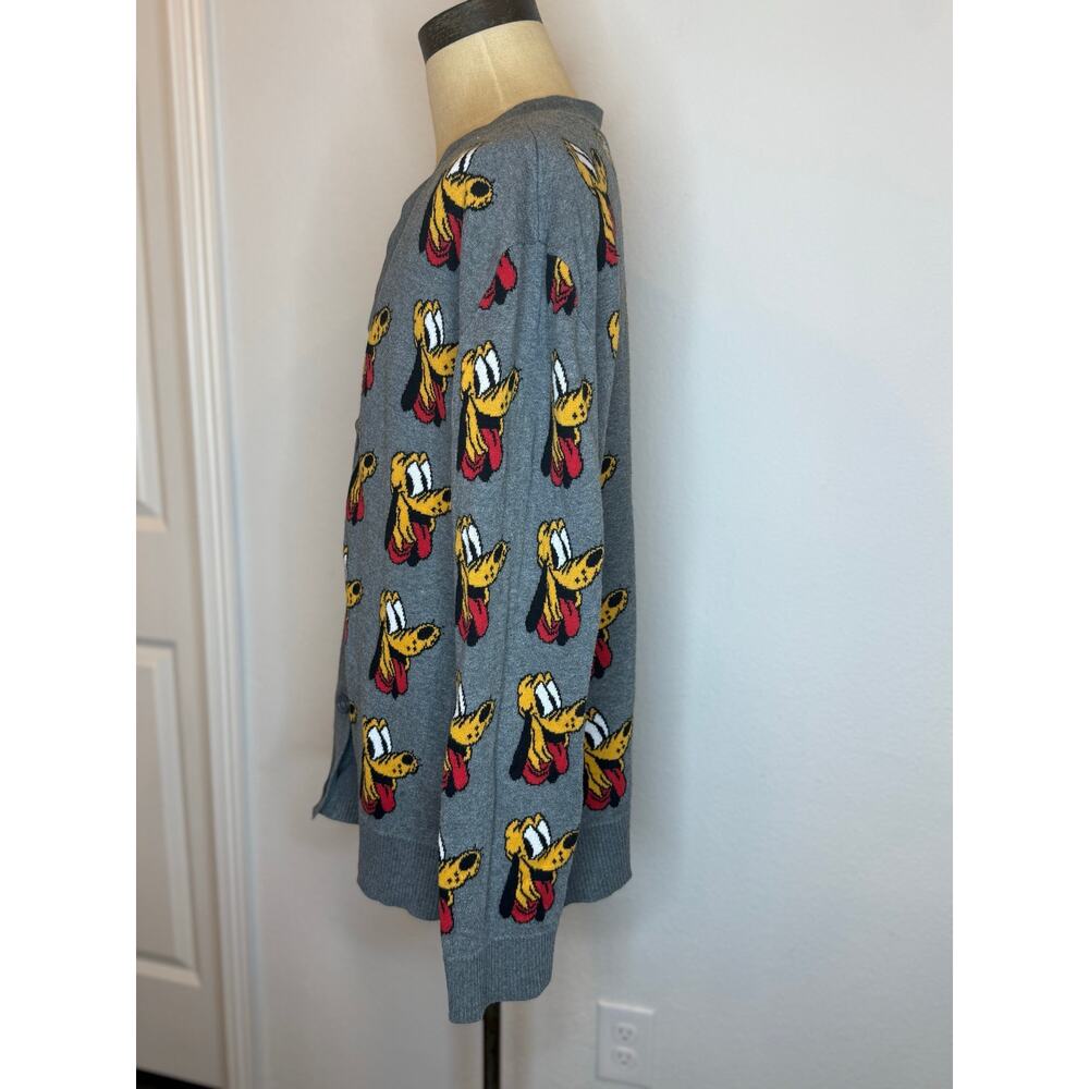 Disney Store Pluto Dog 90th Anniversary Varsity Grey Cardigan Adult Size XL - Picture 2 of 8